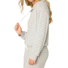 P.J. Salvage My Dog is My Valentine Striped Hoodie in Heather Grey Side View