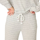 P.J. Salvage My Dog is My Valentine Striped Pants in Heather Grey Close Up View