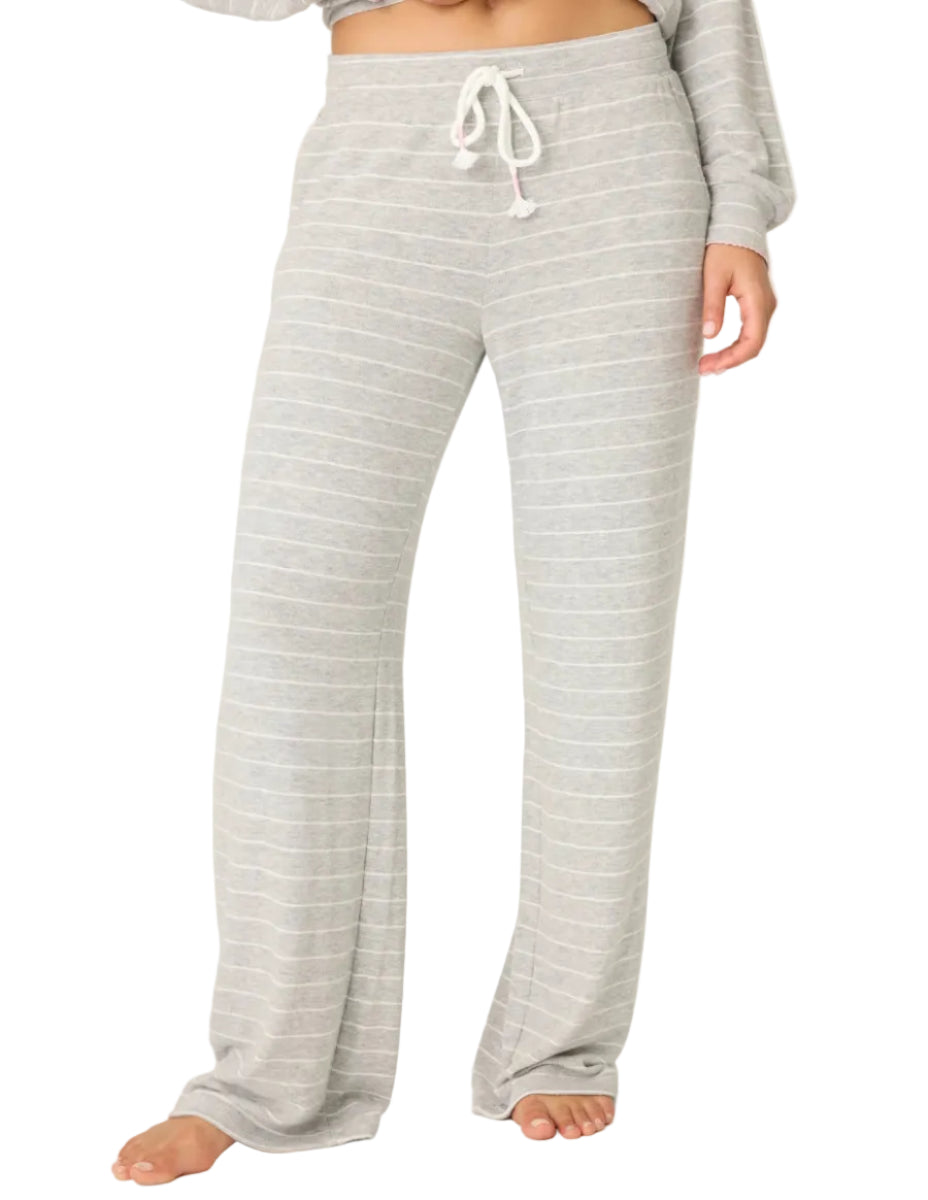 P.J. Salvage My Dog is My Valentine Striped Pants in Heather Grey Front View