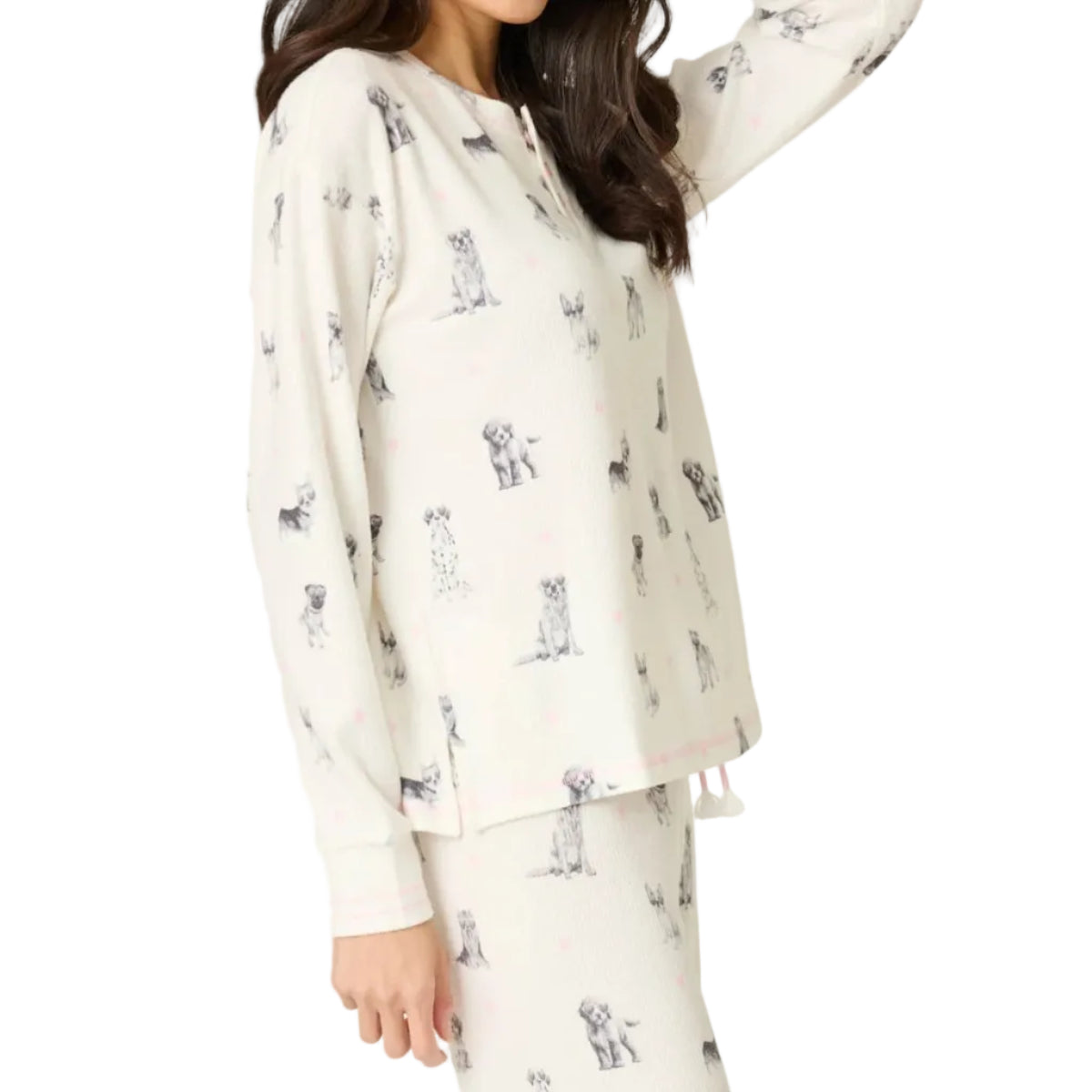 P.J. Salvage My Dog is My Valentine Long Sleeve Top in Ivory White Side View