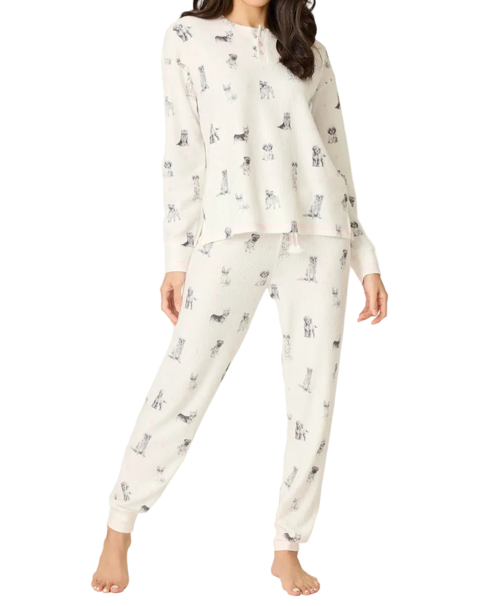 P.J. Salvage My Dog is My Valentine Long Sleeve Top in Ivory White with Pants View