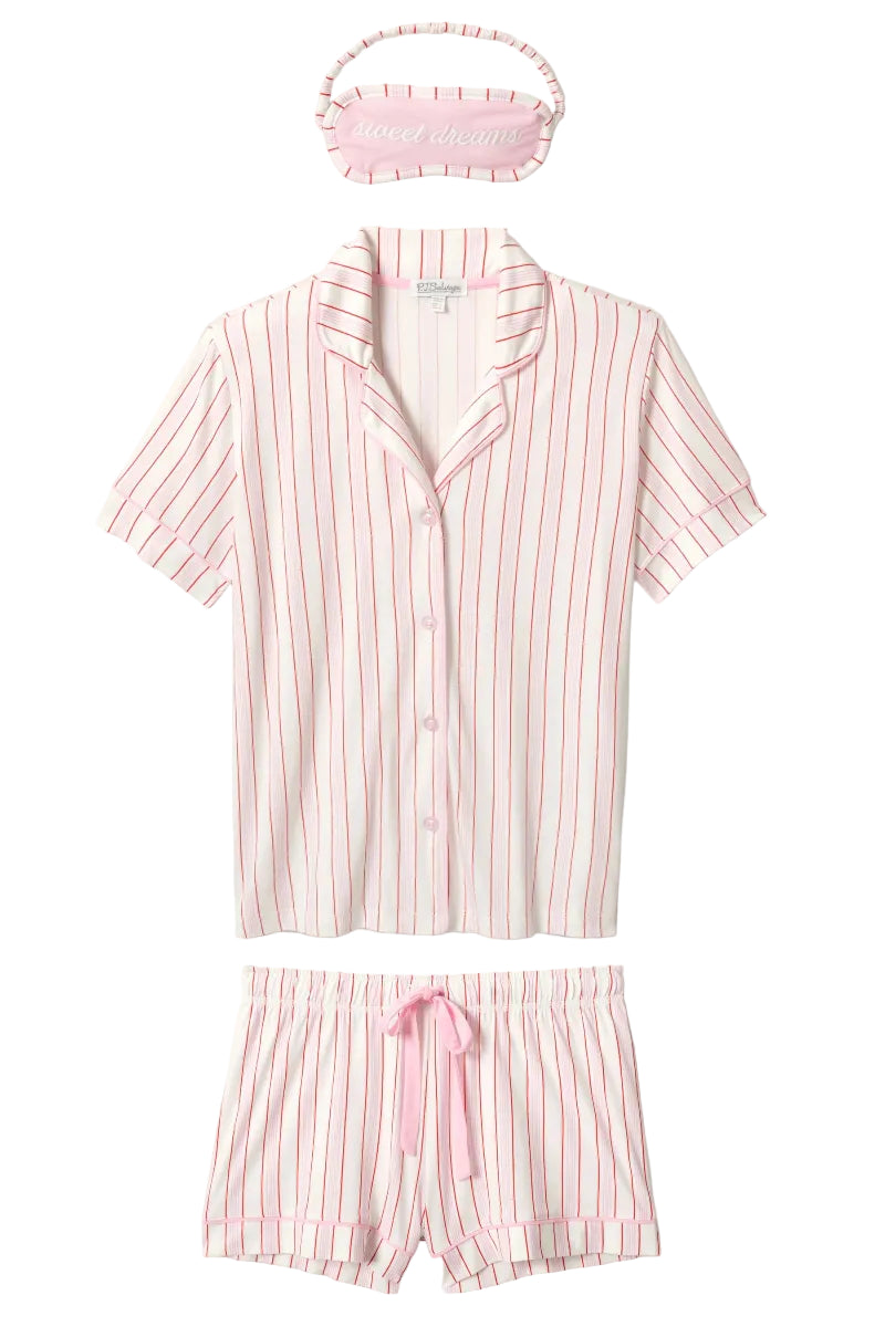 P.J. Salvage Feeling Loved Pajama Short Set in Ivory White Stock View