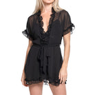 In Bloom by Jonqui Alice Luxe Satin Wrap in Black Front View