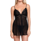 In Bloom by Jonquil Alice Satin Babydoll in Black Front View