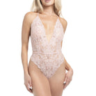 In Bloom by Jonqul Rosalie Lace Lingerie Teddy in Rose Dawn Pink Front View