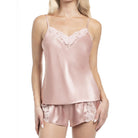 In Bloom by Jonquil Rosalie Lace Satin Cami Short Set in Rose Dawn Pink Front View