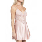 In Bloom by Jonquil Rosalie Lace Trim Satin Chemise in Rose Dawn Pink Side View