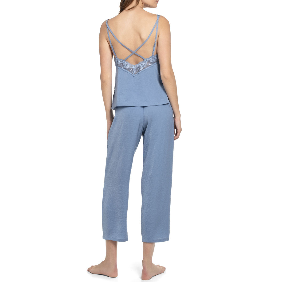 In Bloom June Crop Pant Lounge Set in Denim Blue Rear View