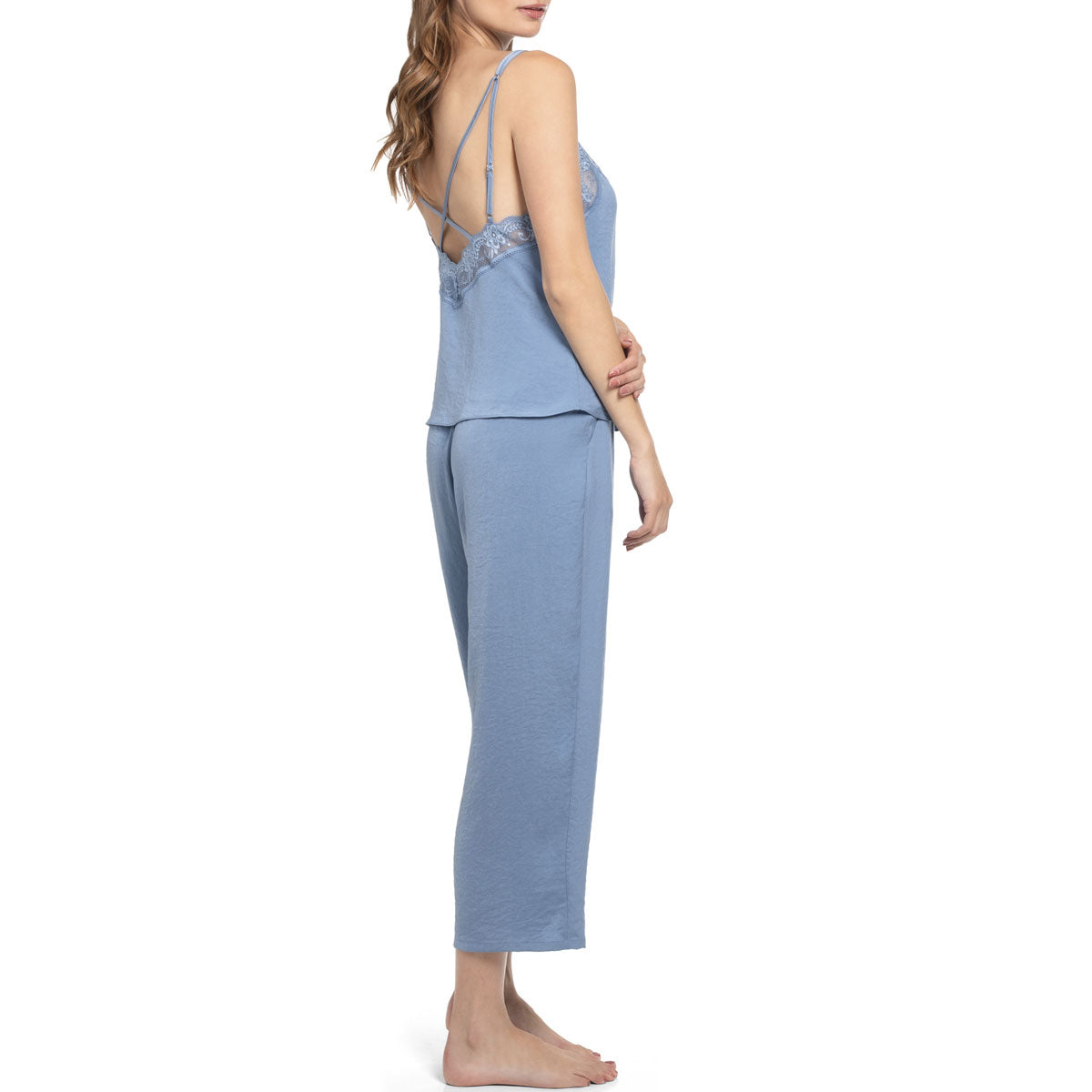 In Bloom June Crop Pant Lounge Set in Denim Blue Side View