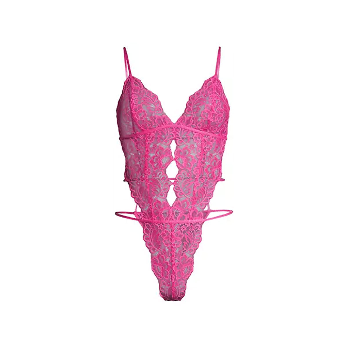 LVS097 Love Story Lace Teddy Bodysuit | Hot Pink