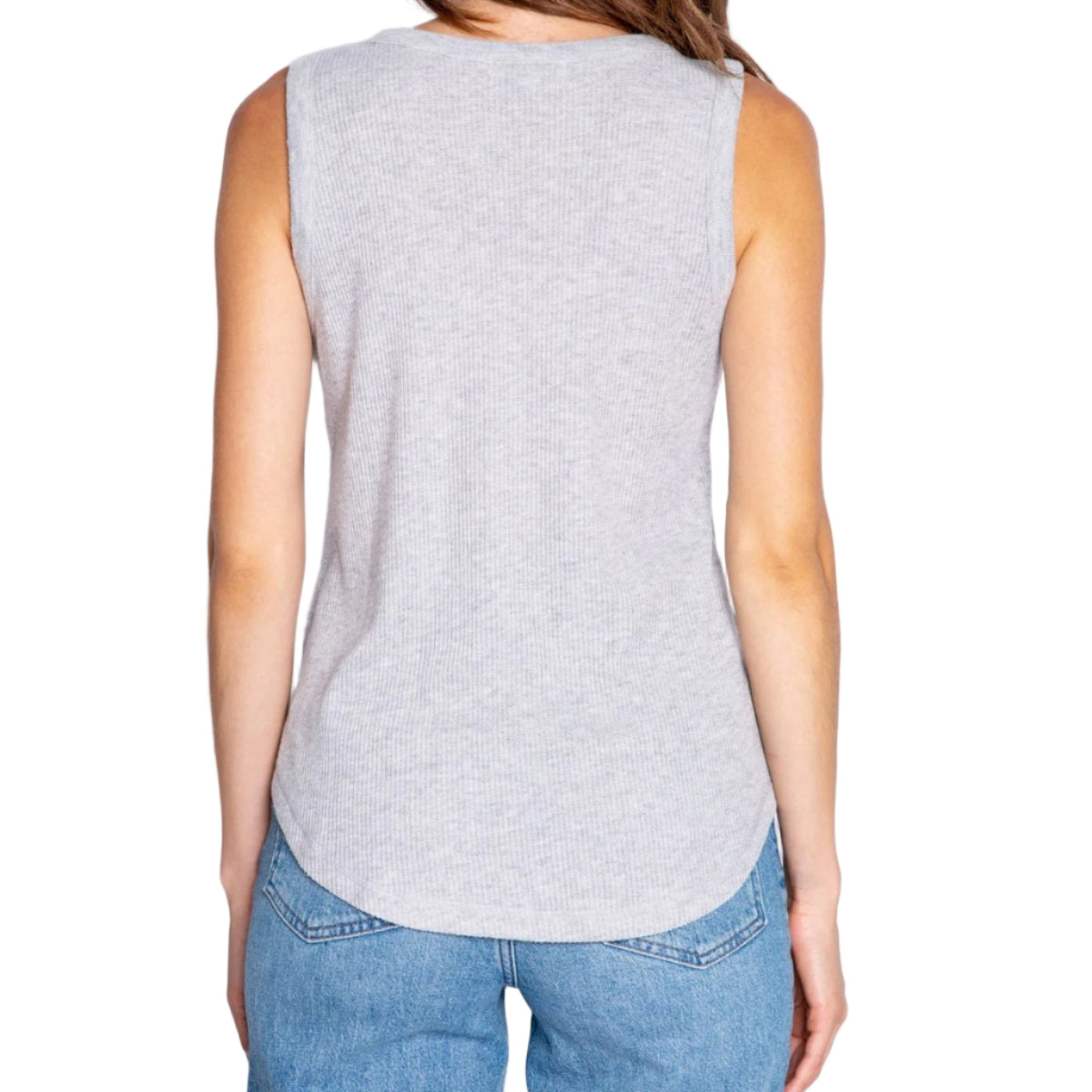 P.J. Salvage Textured Essentials Tank Top in Heather Grey Back View