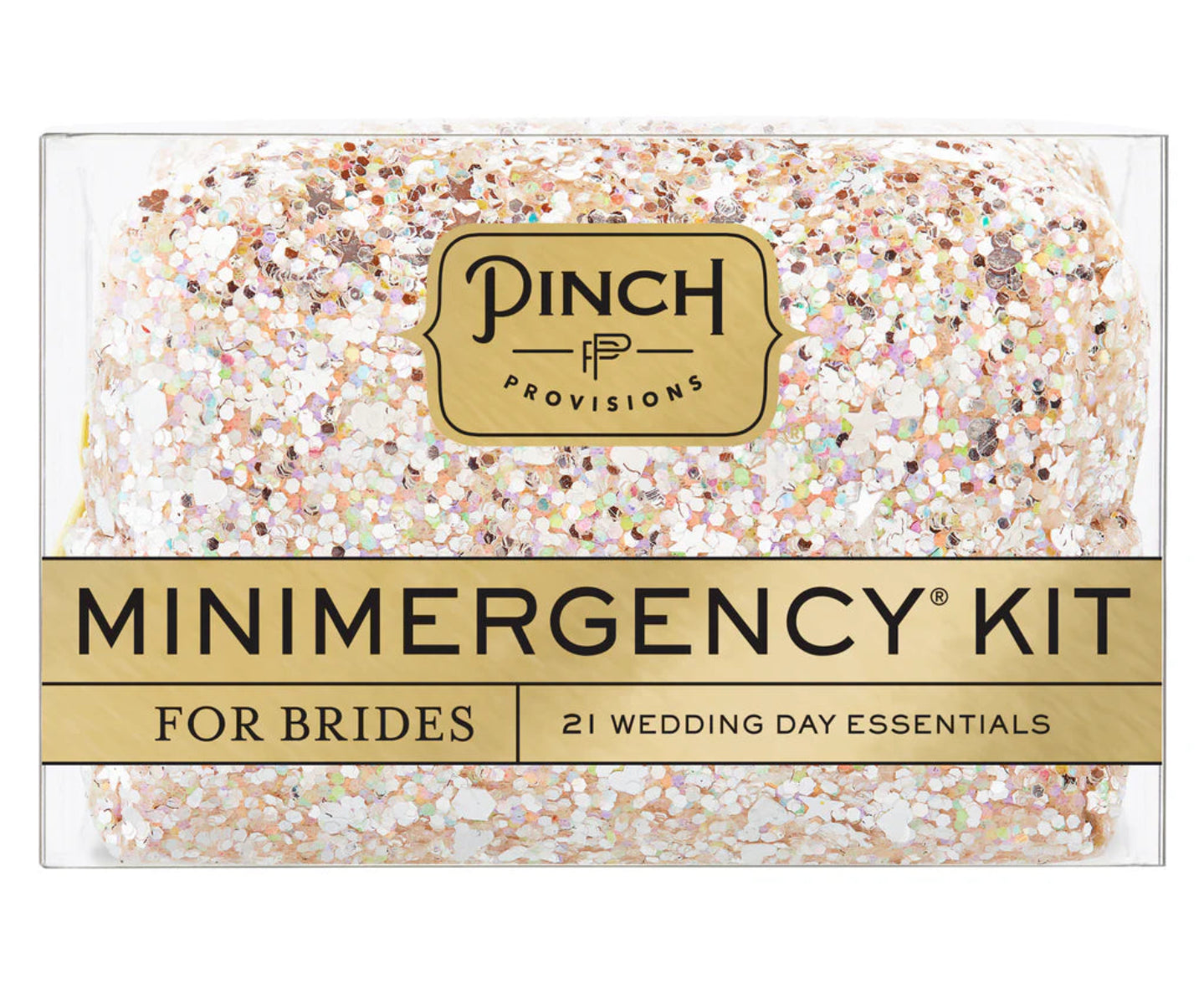 Pinch Provisions Minimergency Kit for brides with glittery packaging