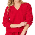 pj-salvage-cozy-chenille-cable-knit-v-neck-sweater-jester-red-front