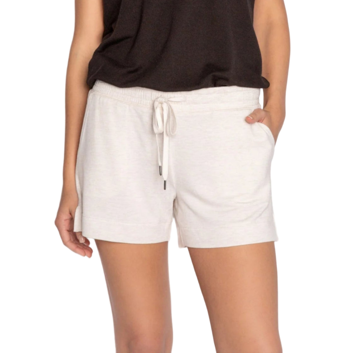 P.J. Salvage Jammie Essentials Shorts in Oatmeal White Front View