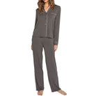 P.J. Salvange Modal Dreams 3 Piece Pajama Set in Charcoal Grey Front View