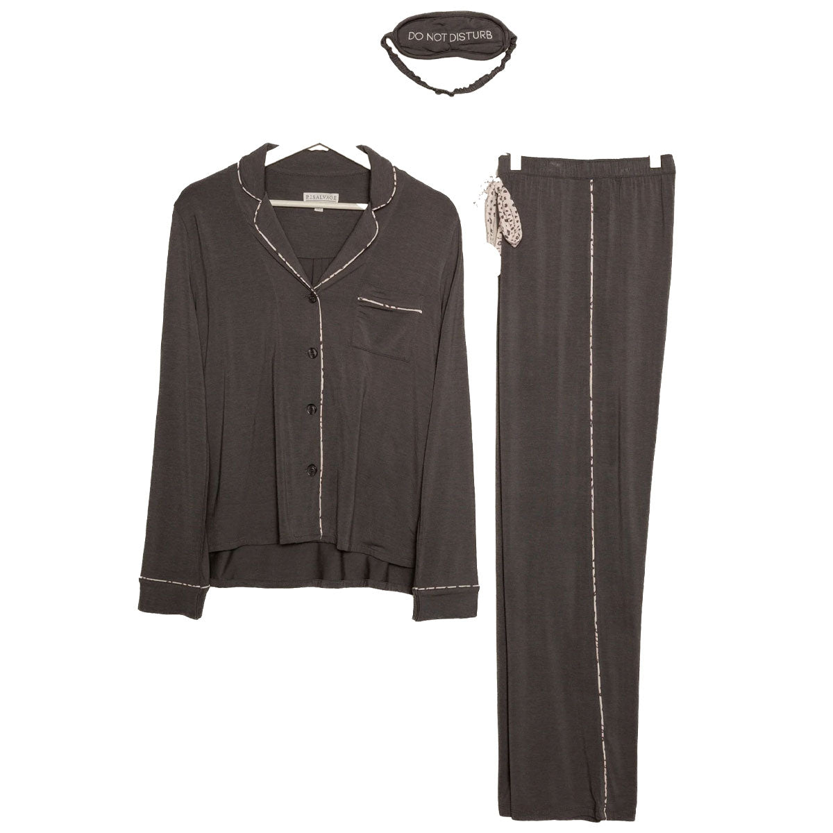 P.J. Salvange Modal Dreams 3 Piece Pajama Set in Charcoal Grey Stock View