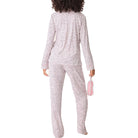 P.J. Salvage Modal Dreams 3 Piece Pajama Set in Stone Leopard Print Back View