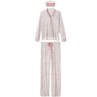 P.J. Salvage Modal Dreams 3 Piece Pajama Set in Stone Leopard Print Stock View
