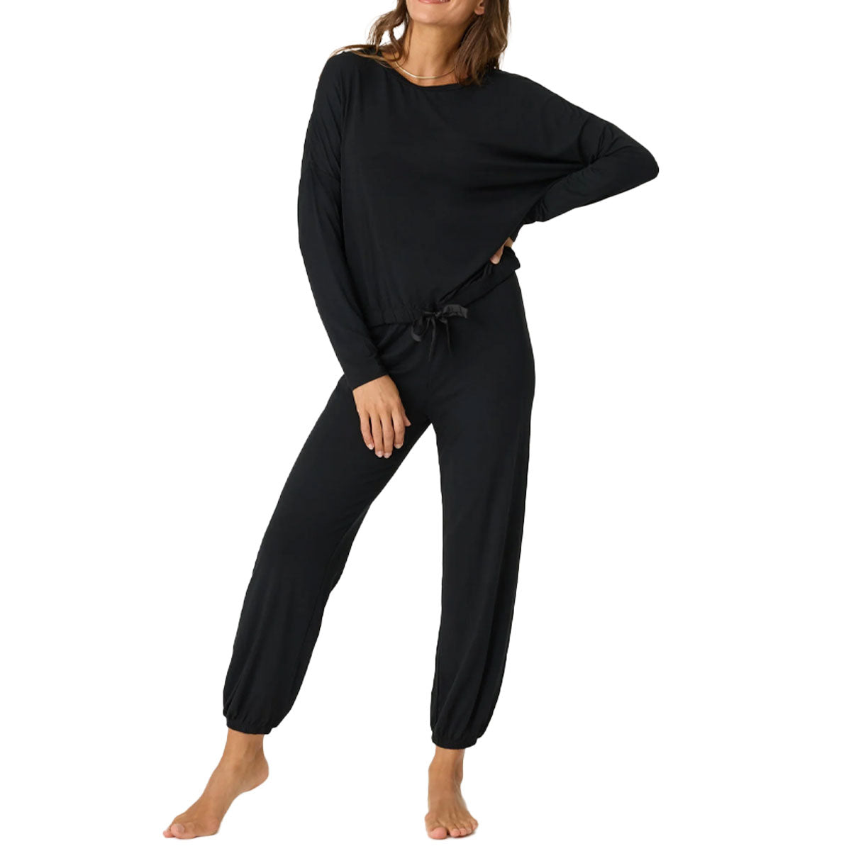 P.J . Salvage Modal Dreams Jogger Lounge Set in Black Front View