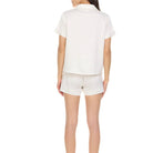 Flora Nikrooz Pearl Notch Satin Pajama Set in Ivory White Back View