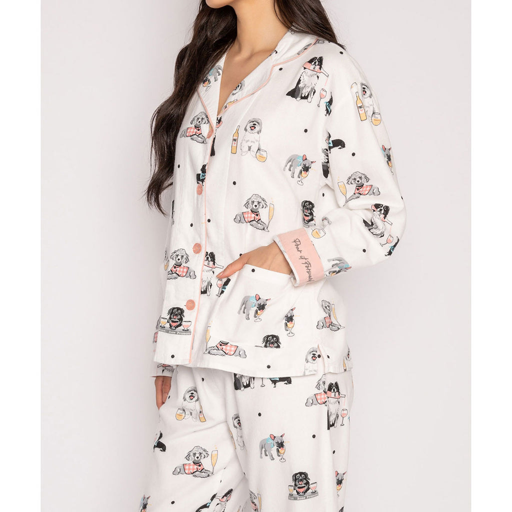 PJ Salvage Pour It Forward Flannel Pajama Set | Ivory