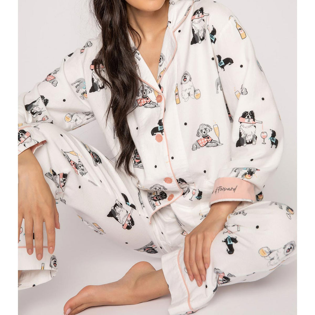 PJ Salvage Pour It Forward Flannel Pajama Set | Ivory