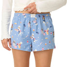P.J. Salvage Baked Woof Love Flannel Shorts in Denim Blue Front View