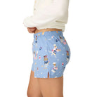 P.J. Salvage Baked Woof Love Flannel Shorts in Denim Blue Side View