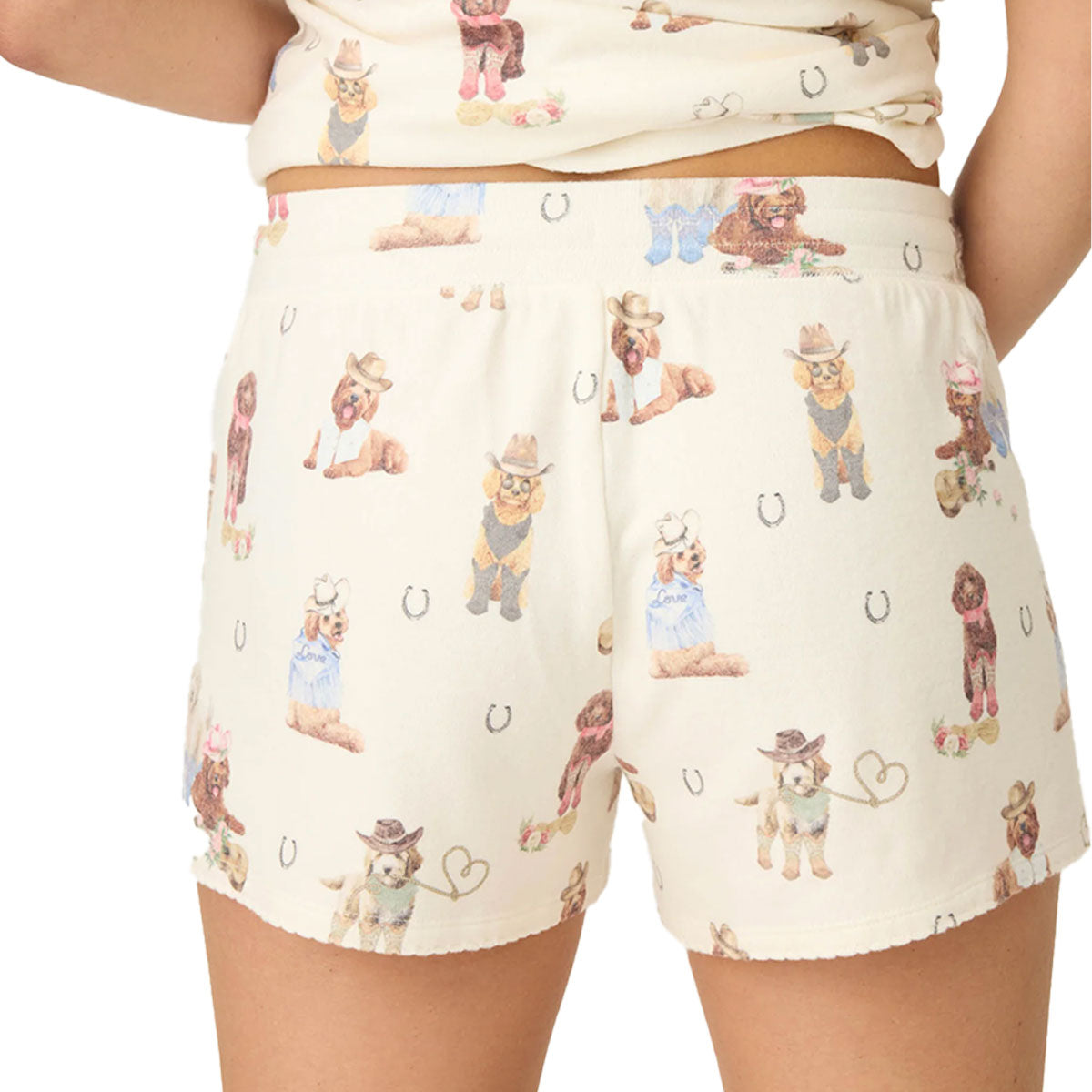 P.J. Salvage Ruff on the Range Flannel Shorts in Natural Ivory Rear View