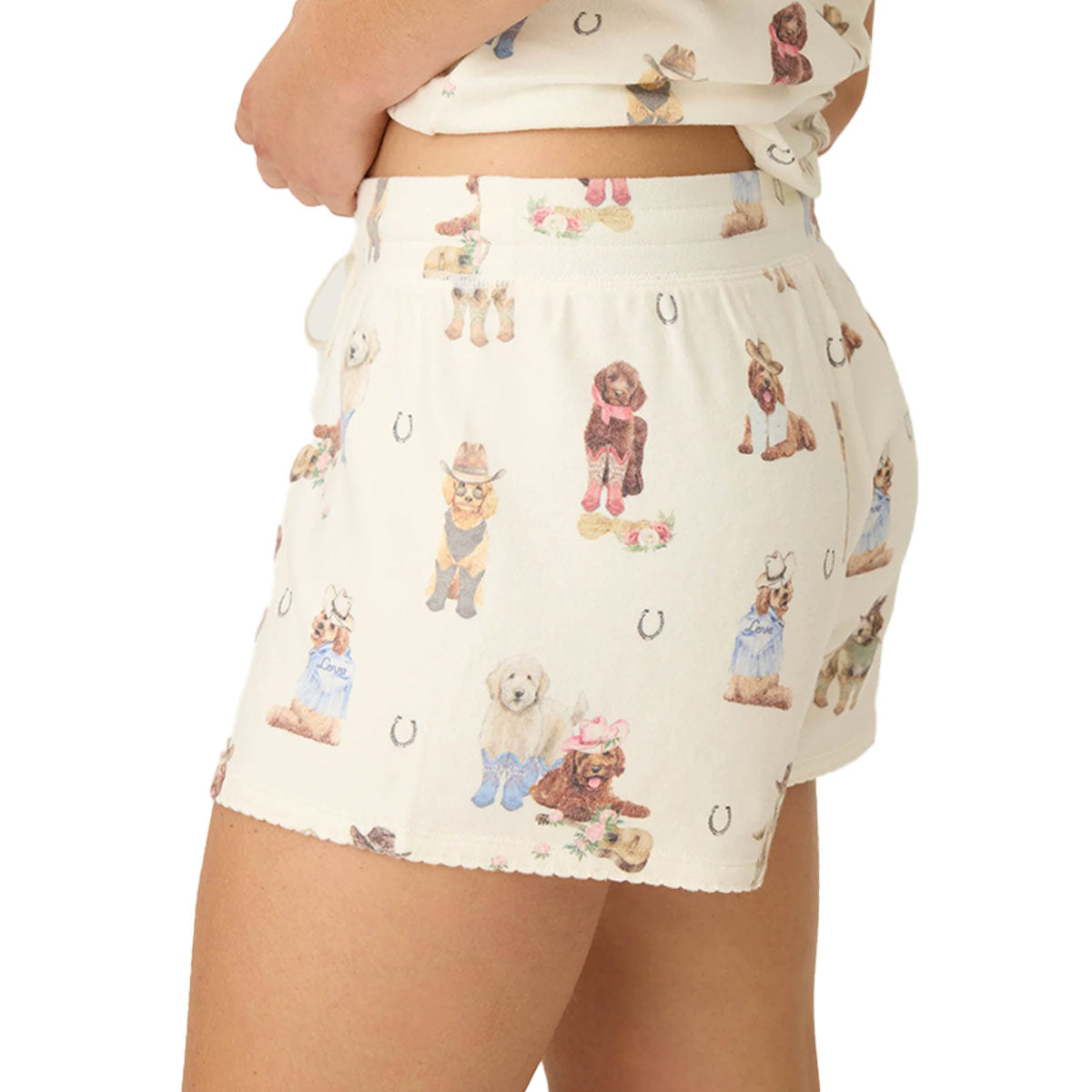 P.J. Salvage Ruff on the Range Flannel Shorts in Natural Ivory Side View