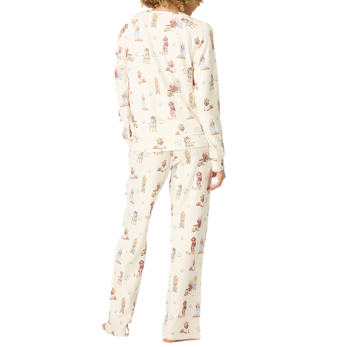 P.J. Salvage Ruff On the Range Flannel Pajama Set in Natural Ivory Rear View