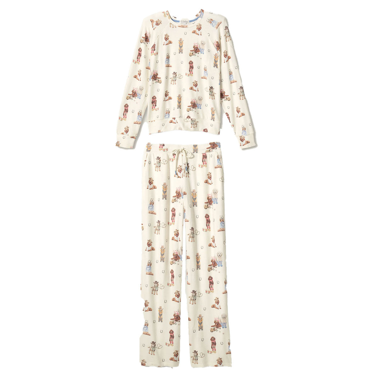 P.J. Salvage Ruff On the Range Flannel Pajama Set in Natural Ivory Stock View