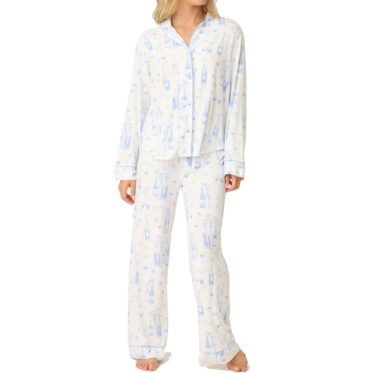 P.J. Salvage Parisian Dreams Pajama Set in Ivory Front View