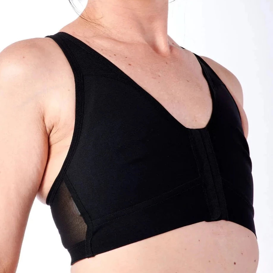 PUIOKA Women's Full Body Front Closure Wireless Lace Back V Shape