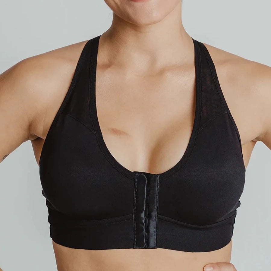 AO-036 Bianca Reclaim/Revive Front Closure Sport Bra | Black