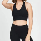 40219R Longline Medium Impact Sports Bra | Very Black