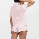 31597 Abigail Luxury Satin Short Pajama Set | Pale Pink/Black