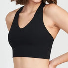 40219R Longline Medium Impact Sports Bra | Very Black