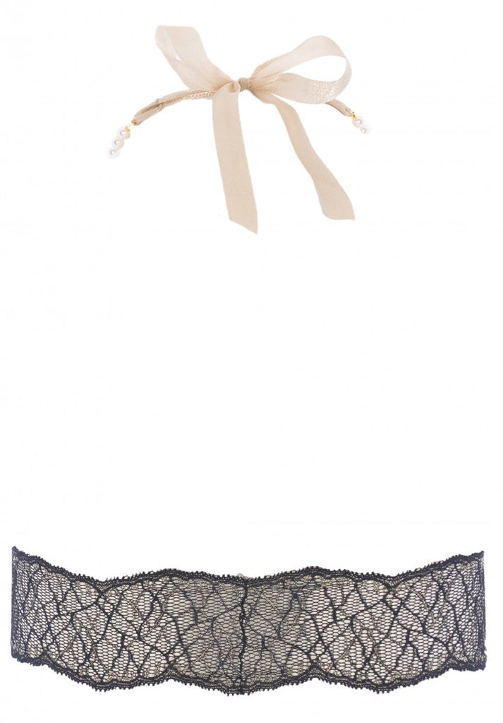 Bracli Sydney Bra is made from fine Italian lace with a golden lurex highlight and double strand of pearls.