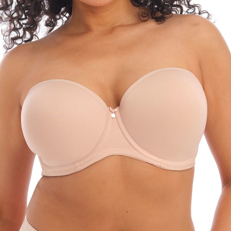 Womens Strapless Bra Silicone-Free Minimizer Bandeau Plus Size Unlined Pink  Gazelle Heather 42D