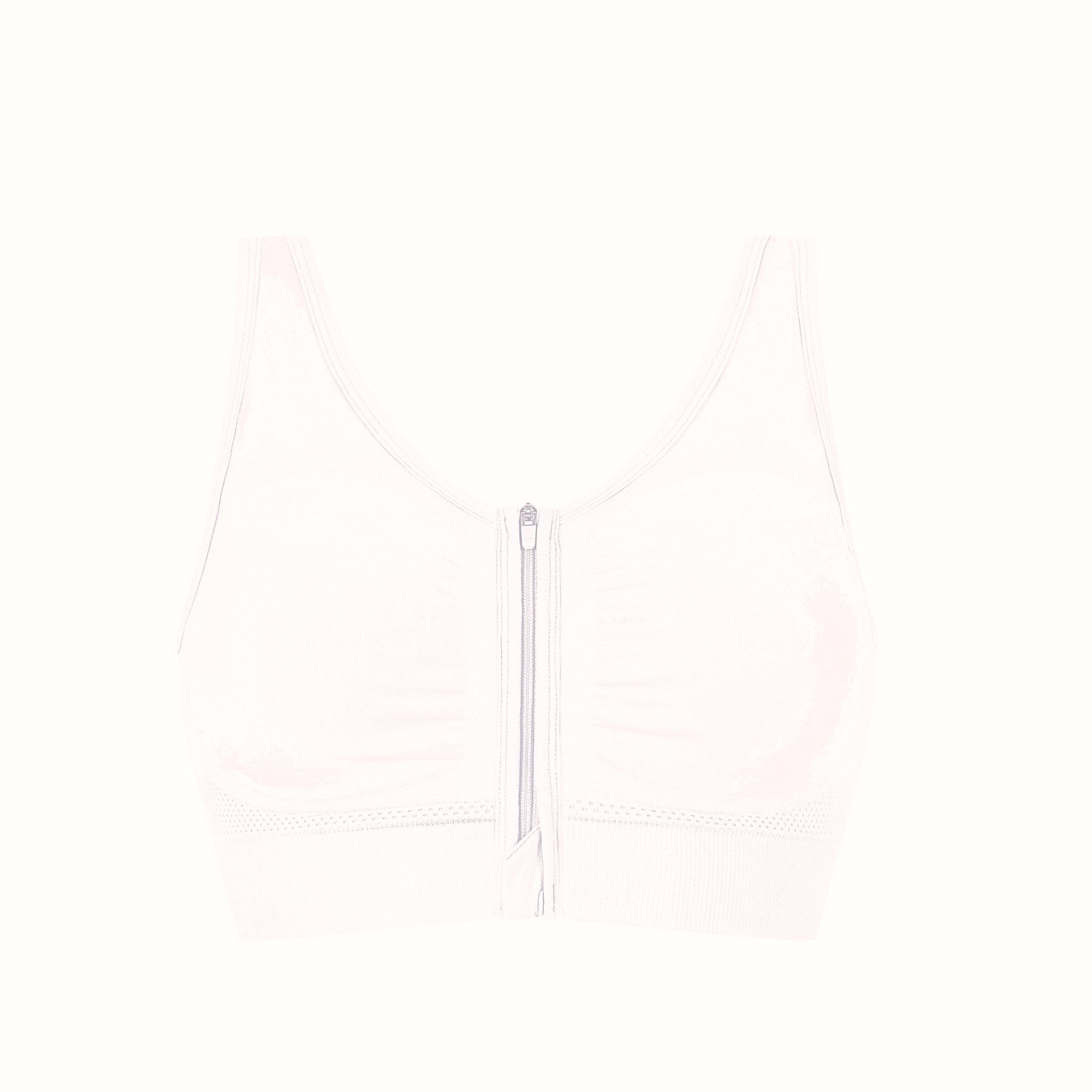 45013 Emilia Seamless Comfort Pocketed Mastectomy Bra Zip | White