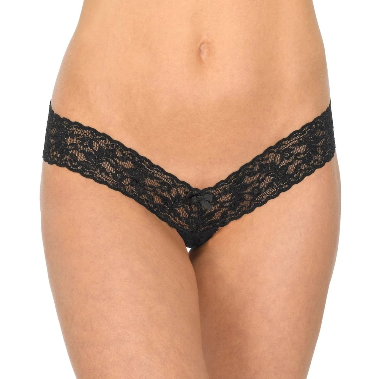 Signature Lace Open Thong | Black