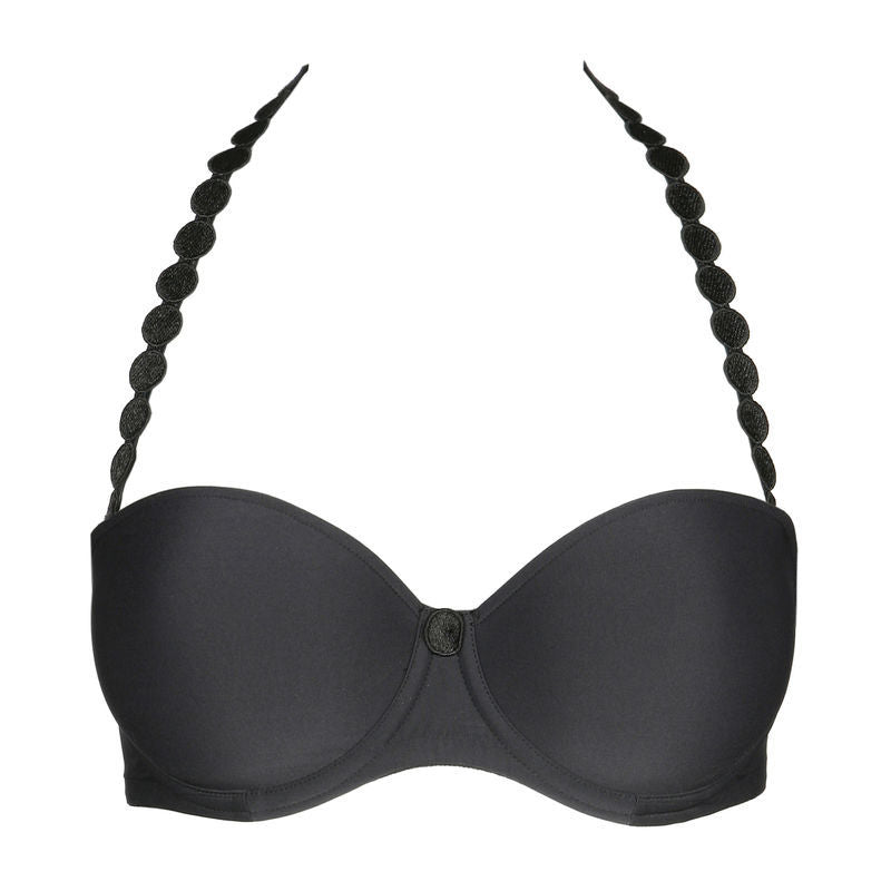 Tom strapless bra with seamless bandeau cup. The straight back has a wider elastic band that, in combination with the fabric, provides additional support. It can be worn strapless, halter neck or as a regular bra. Graphite is a soft dark-grey hue and a great alternative to black. Style: 0120828CHB 