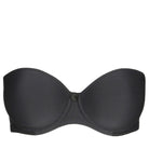 Tom strapless bra with seamless bandeau cup. The straight back has a wider elastic band that, in combination with the fabric, provides additional support. It can be worn strapless, halter neck or as a regular bra. Graphite is a soft dark-grey hue and a great alternative to black. Style: 0120828CHB 