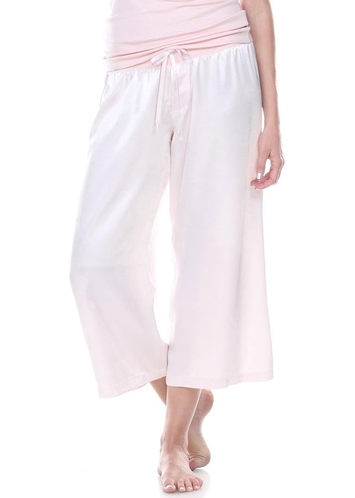 PJ Harlow Jolie Capri Satin Pajama Pant Blush