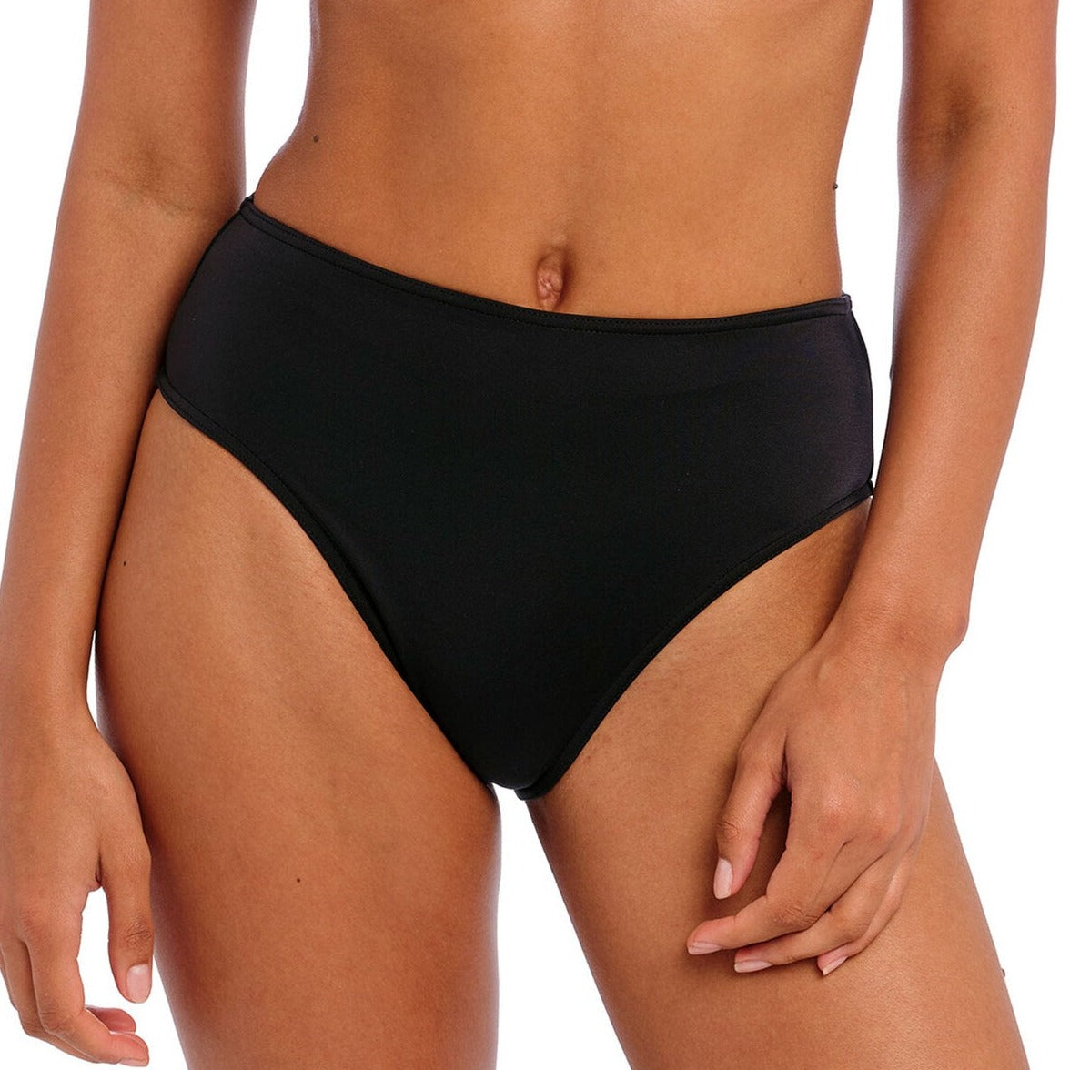 AS7236PLK Jewel Cove High Waist Bikini Brief | Plain Black