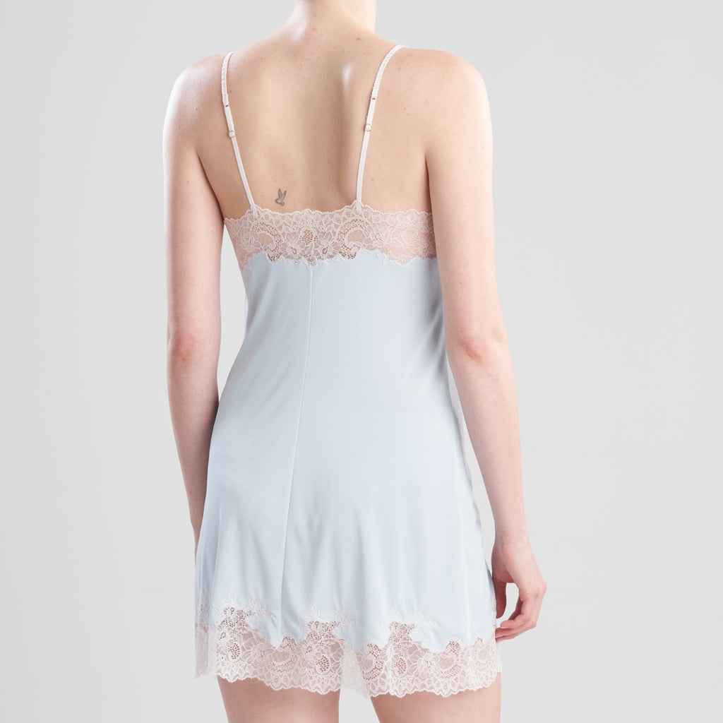 R78130L Enchant 34" Chemise | Frosted Blue with Shell Pink