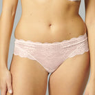 Sakura pink lace boyshort pantie. Floral and modern graphic lace. Elegant and feminine. Lace and tulle shorty. Lace front. Back in seamless folded tulle for invisible wear.