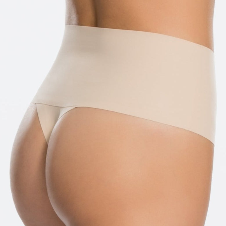  Elastic-free edges and a bonded waistband make these next-to-nothing panties truly Undie-tectable Thong by Spanx.