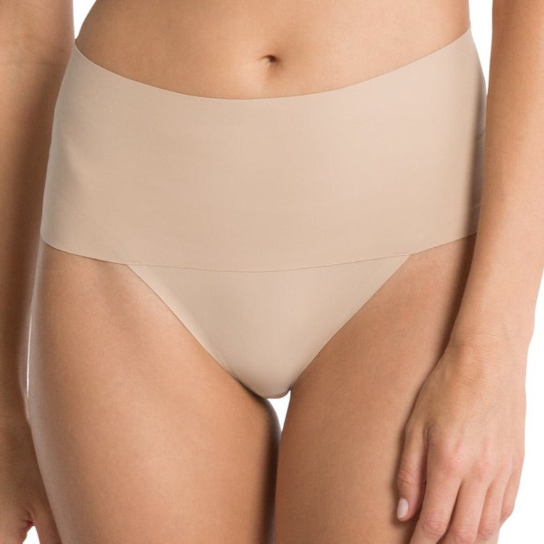  Elastic-free edges and a bonded waistband make these next-to-nothing panties truly Undie-tectable Thong by Spanx.
